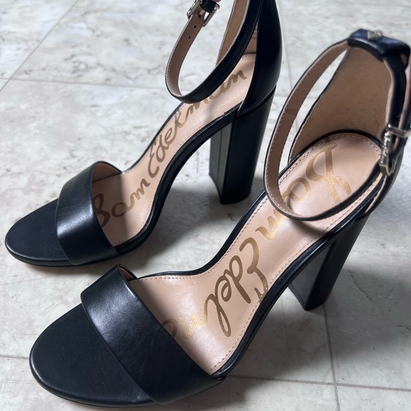 Sam Edelman Yaro Black Leather Heel Sz 5 Women’s - Picture 3 of 5